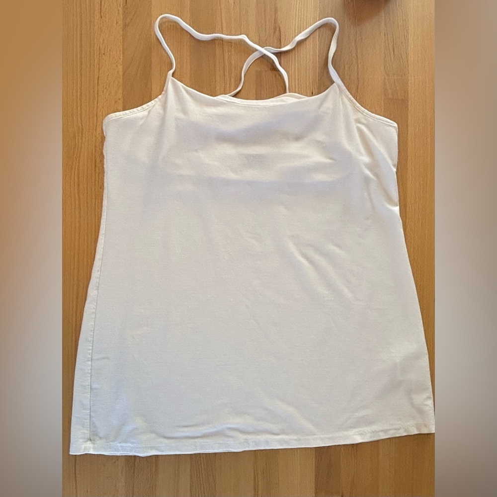 Eileen Fisher White Knit Slip Dress Medium Strappy Stretch Tank Top Layer